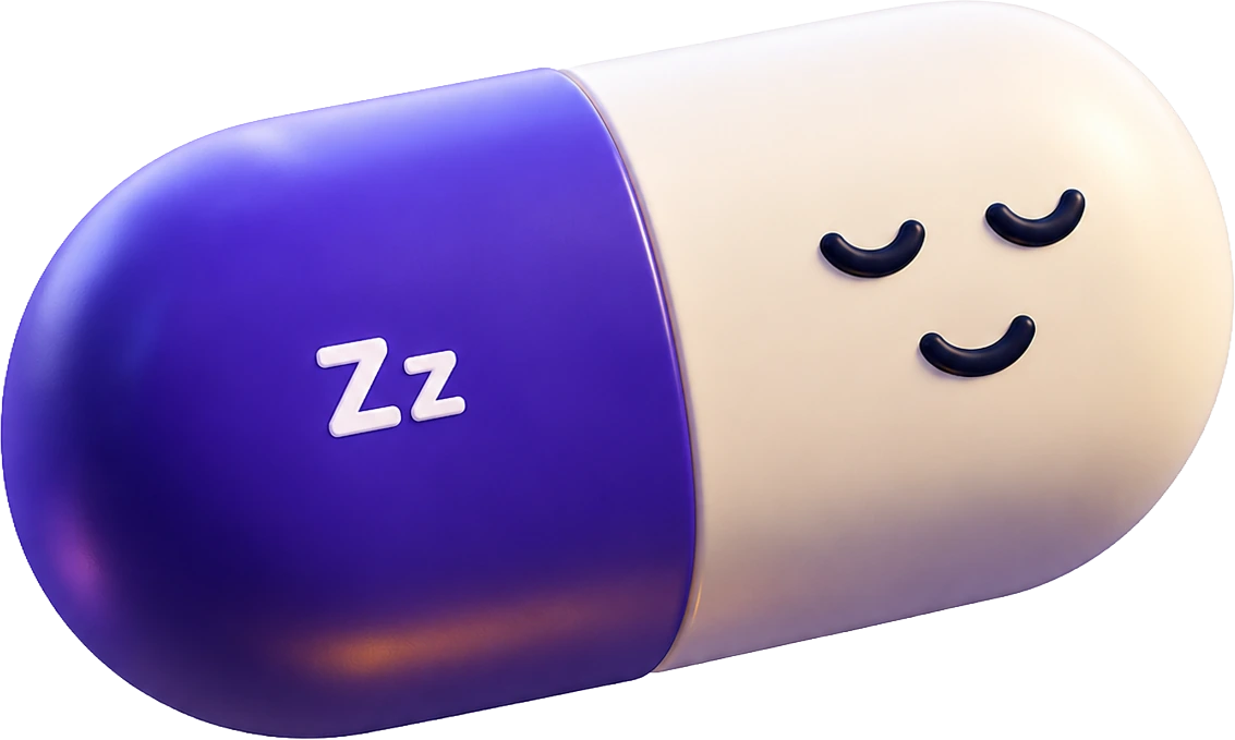 Remedora pill mascot asleep